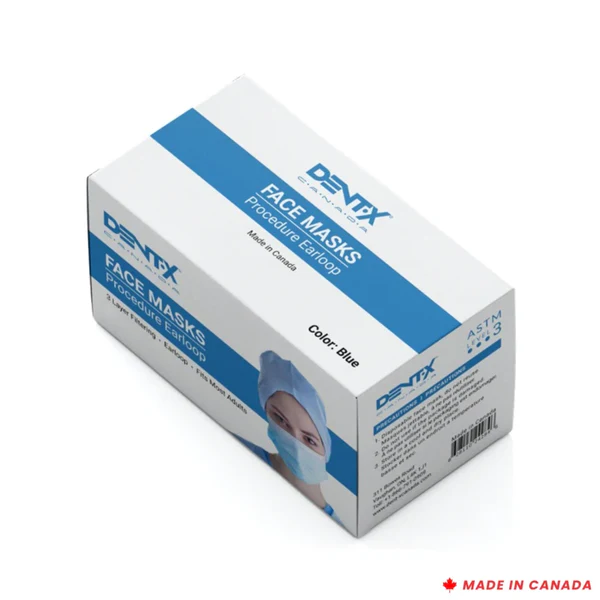 DNT-DENT-X Dent-X Made in Canada Disposable Face Mask 3 Ply ASTM Level 3 Adult 50/bx