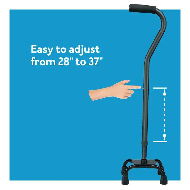 CRX-Carex Carex Small Base Designer Quad Cane Black 300lbs