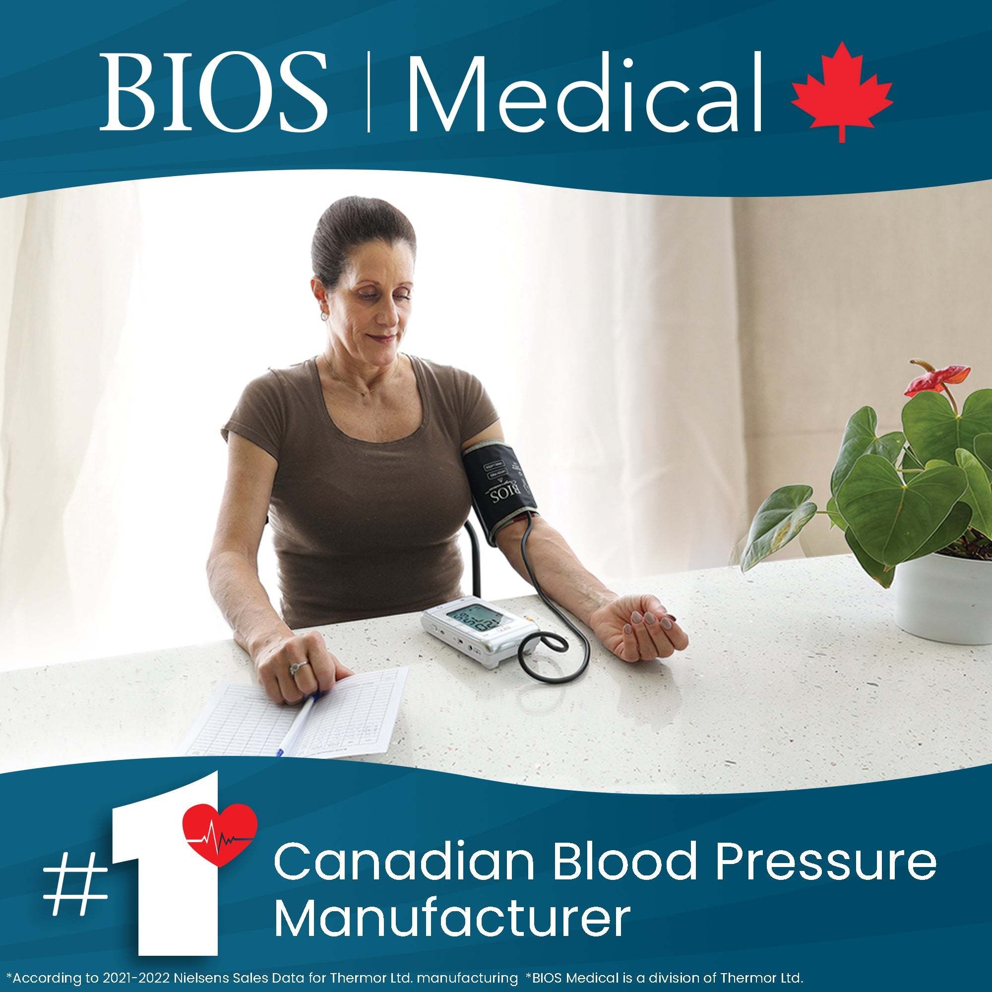 BOS-BIOS Bios Premium Large Screen Blood Pressure Monitor with FREE Wide Range Cuff & Log Book