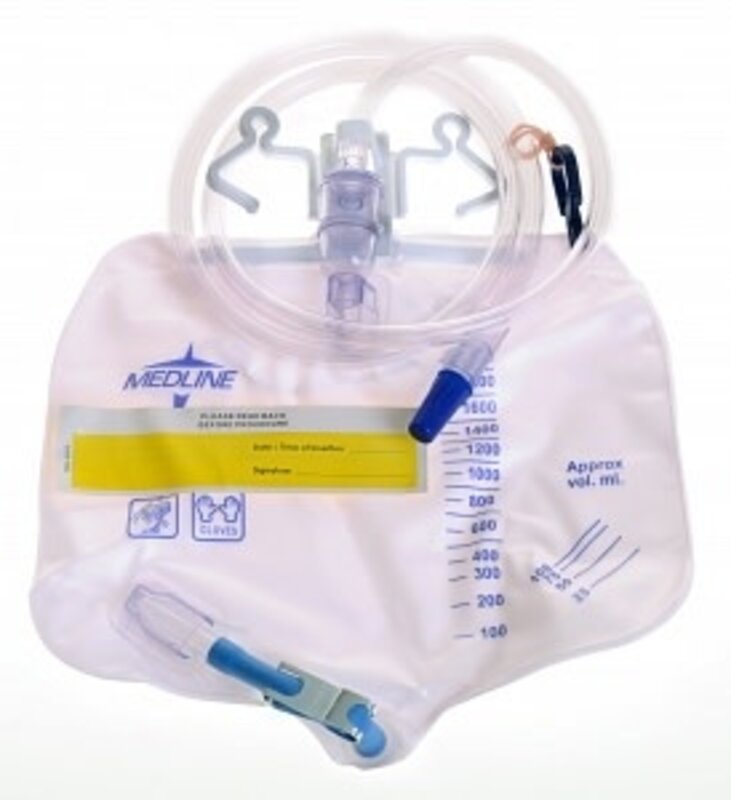 ML-MedLine Medline Urinary Drainage Bags with Metal Clamp 2000ml