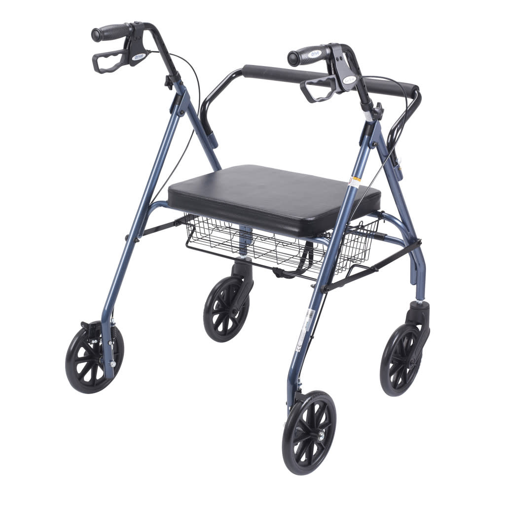 DRV-Drive Medical Go-Lite Bariatric Steel Rollator 8" Wheels Adjustable Handles Weight Capacity 500 lb