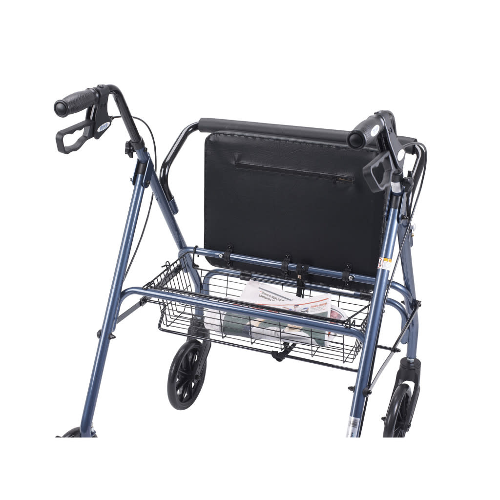 DRV-Drive Medical Go-Lite Bariatric Steel Rollator 8" Wheels Adjustable Handles Weight Capacity 500 lb