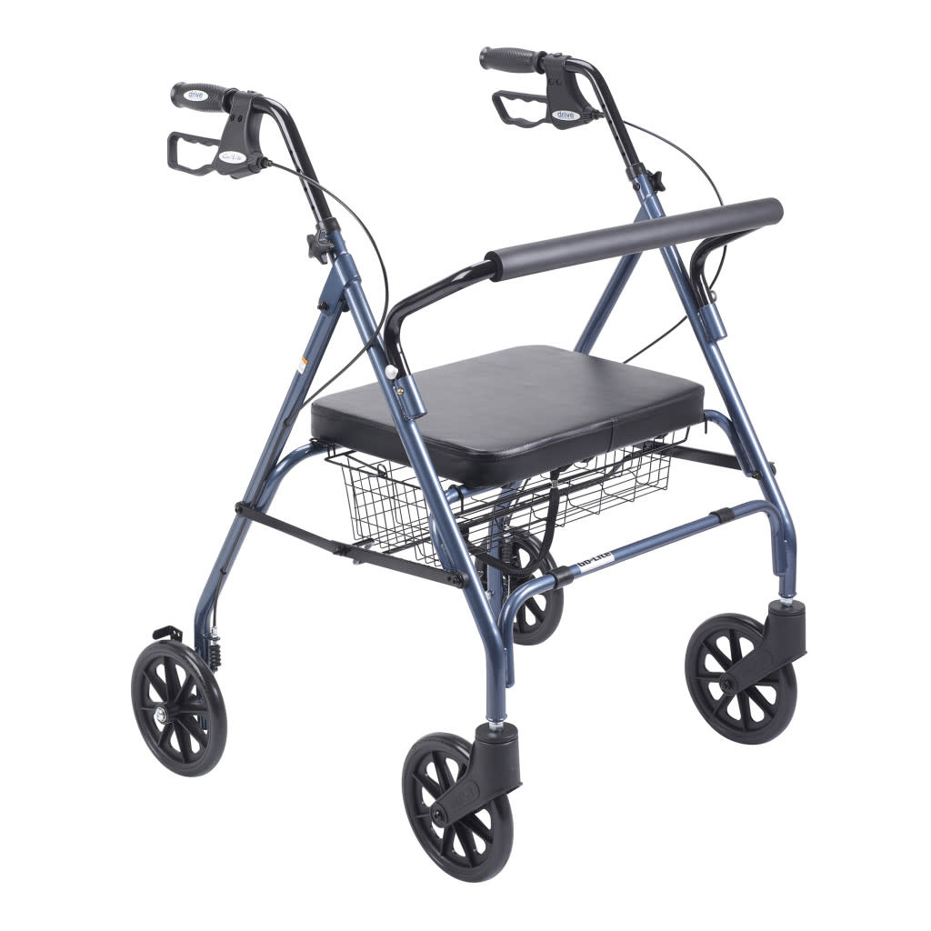 DRV-Drive Medical Go-Lite Bariatric Steel Rollator 8" Wheels Adjustable Handles Weight Capacity 500 lb
