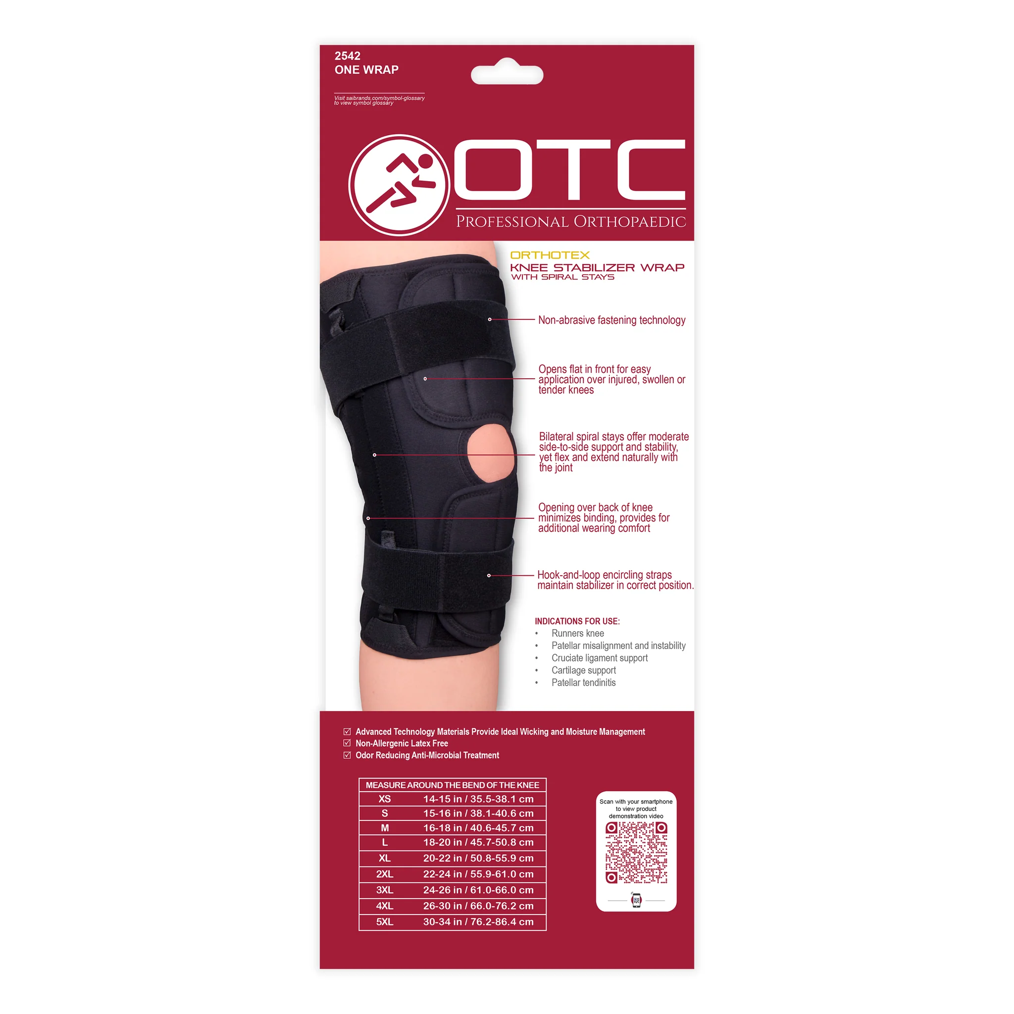 OTC - Airway Surgical Orthodox Knee Stabilizer Wrap - Spriral Stays