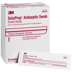 3M-3M 3M™ SoluPrep 2% Chg, 70% Iso Alc Clear Solution Swabsticks 50/Bx
