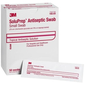3M-3M 3M™ SoluPrep 2% Chg, 70% Iso Alc Clear Solution Swabsticks 50/Bx