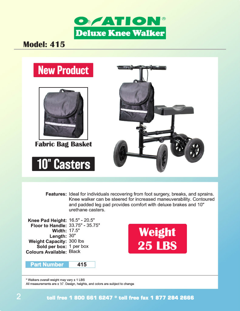 NHK-Nighthawk Nighthawk Deluxe Knee Scooter 10" Casters 300lbs Capacity