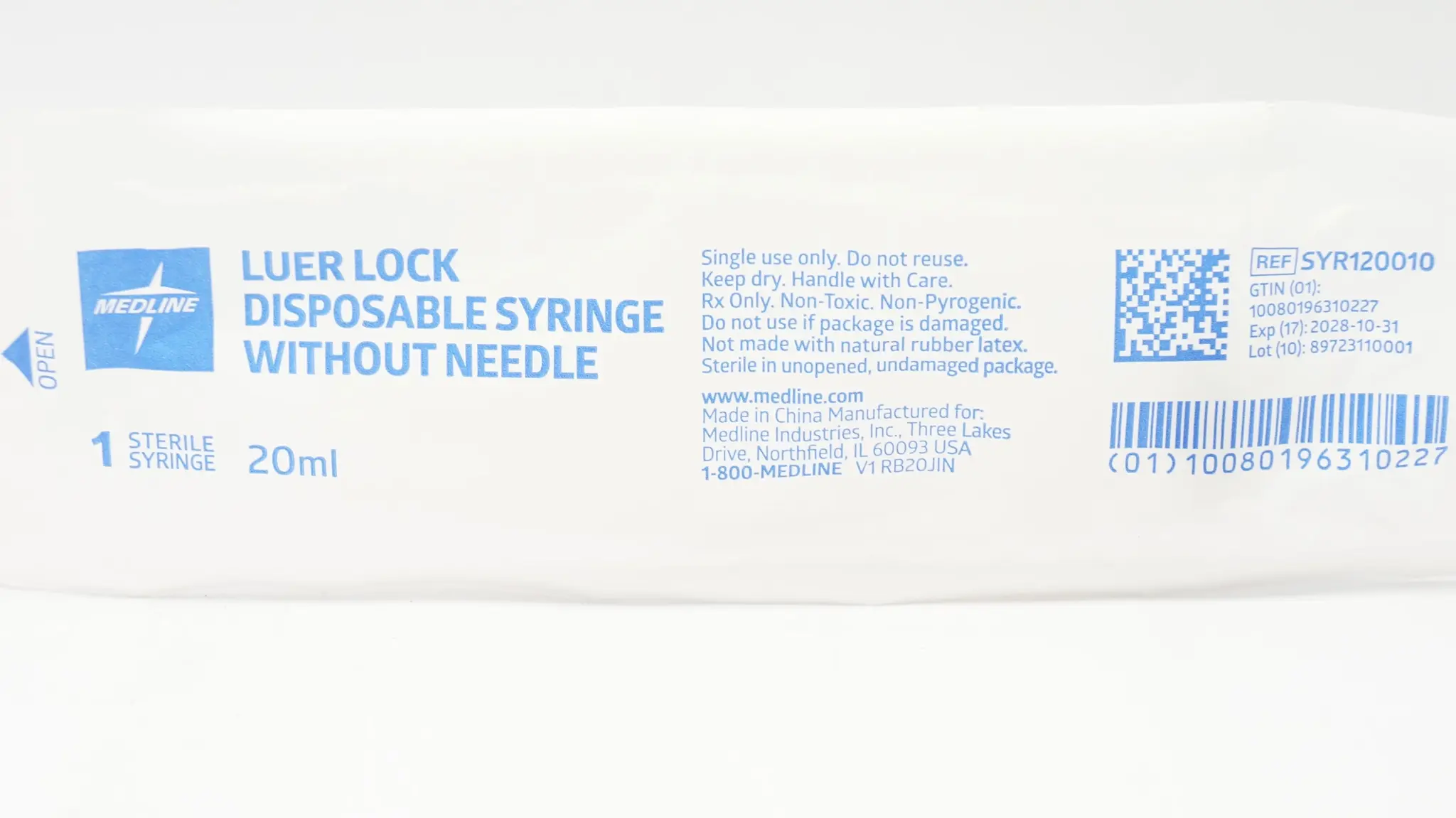 ML-MedLine Medline Sterile Syringe only Luer Lock