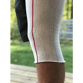 CD-COMPRESSION DYNAMICS Compression Dynamics Edemawear Lymphedema Stockinet Large Max Limb Circumference 115cm (46") Length 60cm (24") Knee To Groin, Red Stripe, Longitudinal Compression, Latex-Free