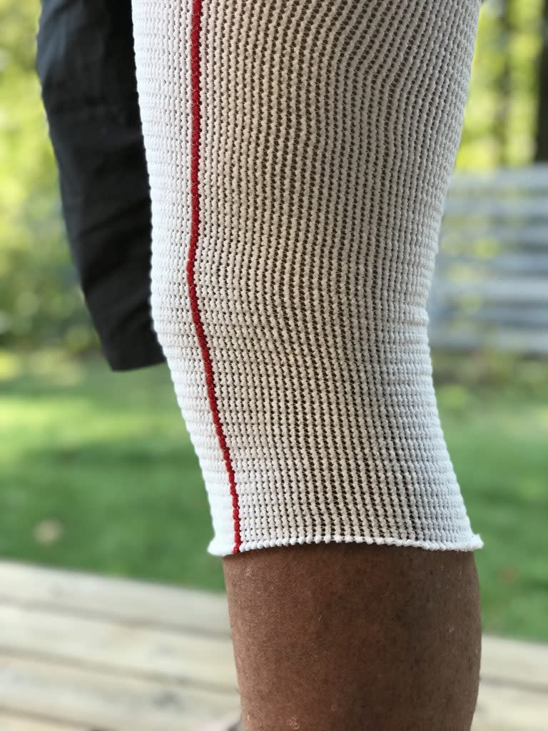 CD-COMPRESSION DYNAMICS Compression Dynamics Edemawear Lymphedema Stockinet Large Max Limb Circumference 115cm (46") Length 60cm (24") Knee To Groin, Red Stripe, Longitudinal Compression, Latex-Free