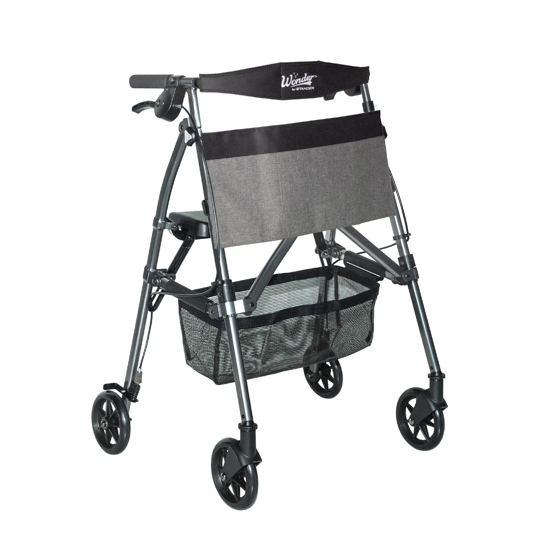 STN-Stander Stander Wonder Rollator Plus with Basket Standard Height and Removable Pouch