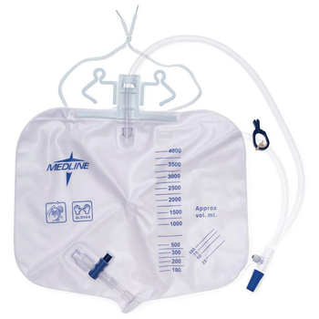 ML-MedLine Medline Urinary Drainage Bag 4000ml W/ Luer-Lock Connection & Anti-Reflux Tower W/ Slide-Tap