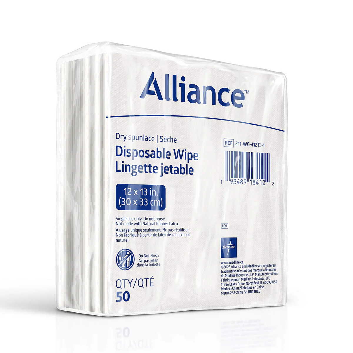 AC-Aloe Care Aloe Care Dry Disposable Spunlace Personal Hygiene Wipes 12" X 13" (50/pk)