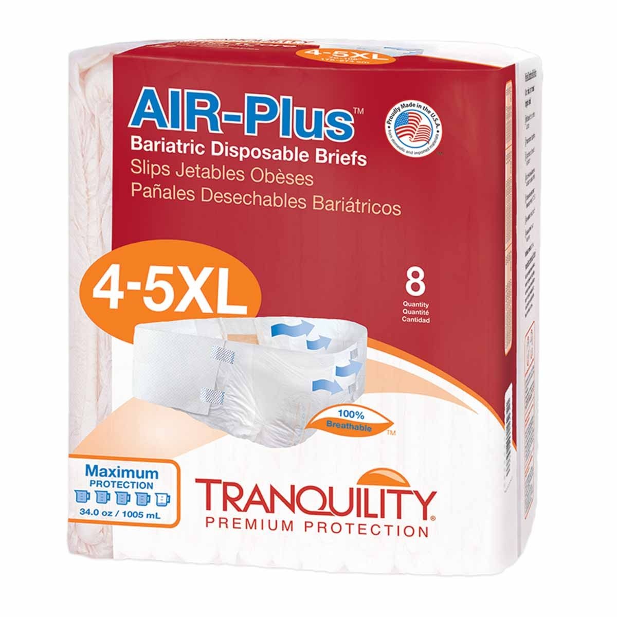 TRQ-Tranquility Tranquility AIR Plus Bariatric Disposable Briefs 4X- 5X Large 32/Bx