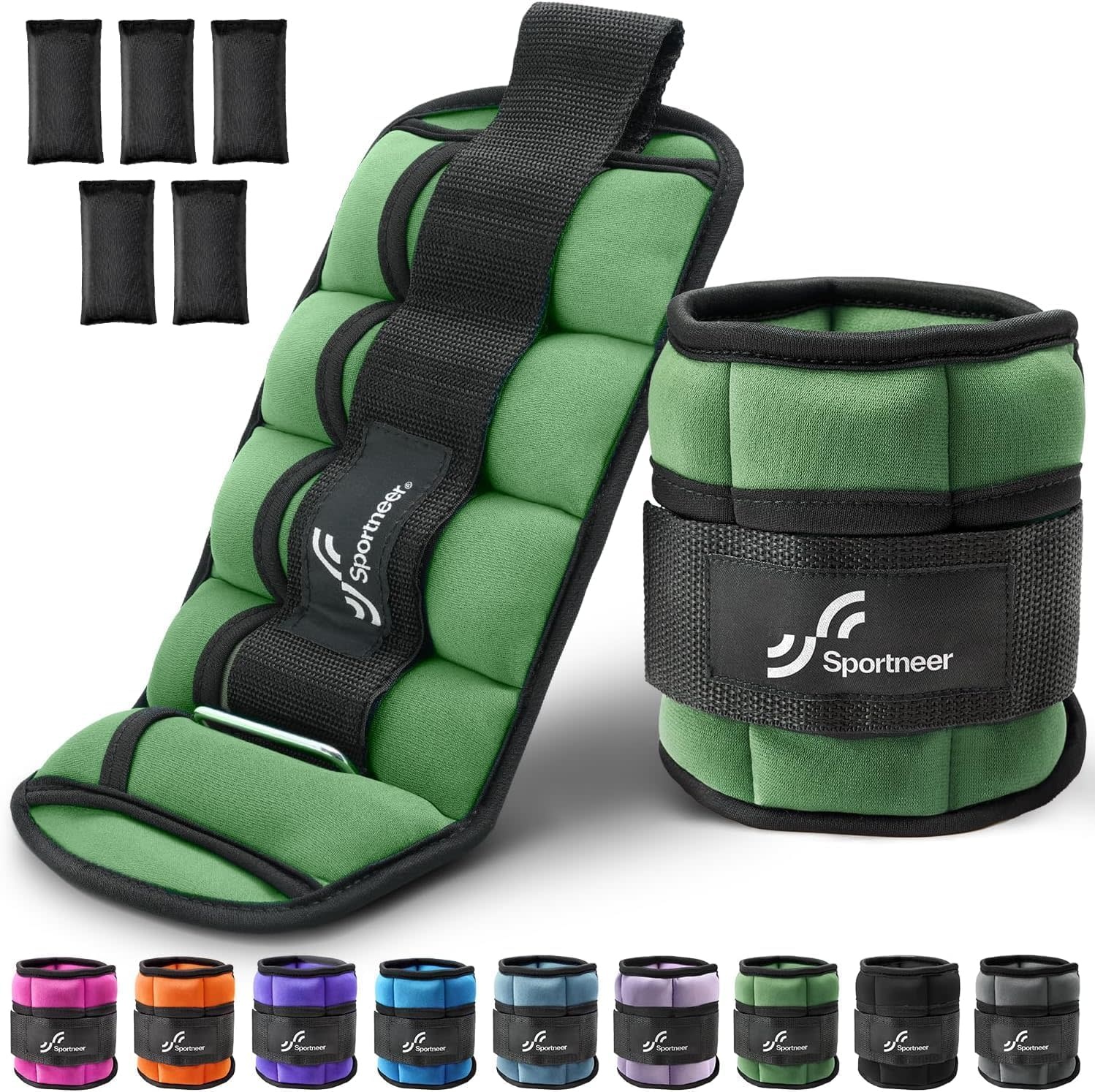 Sportneer Sportneer Adjustable Ankle Weights Set of 2.2,3,4.6,7 LBS Pair with Removable Ankle and Wrist Weight