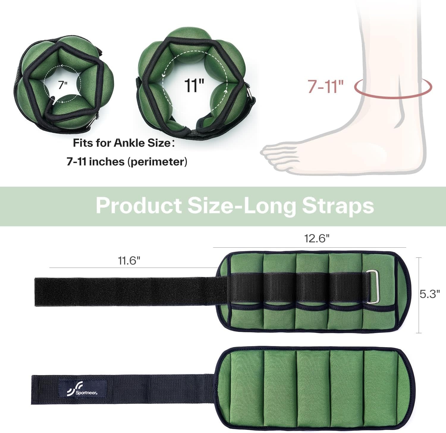 Sportneer Sportneer Adjustable Ankle Weights Set of 2.2,3,4.6,7 LBS Pair with Removable Ankle and Wrist Weight