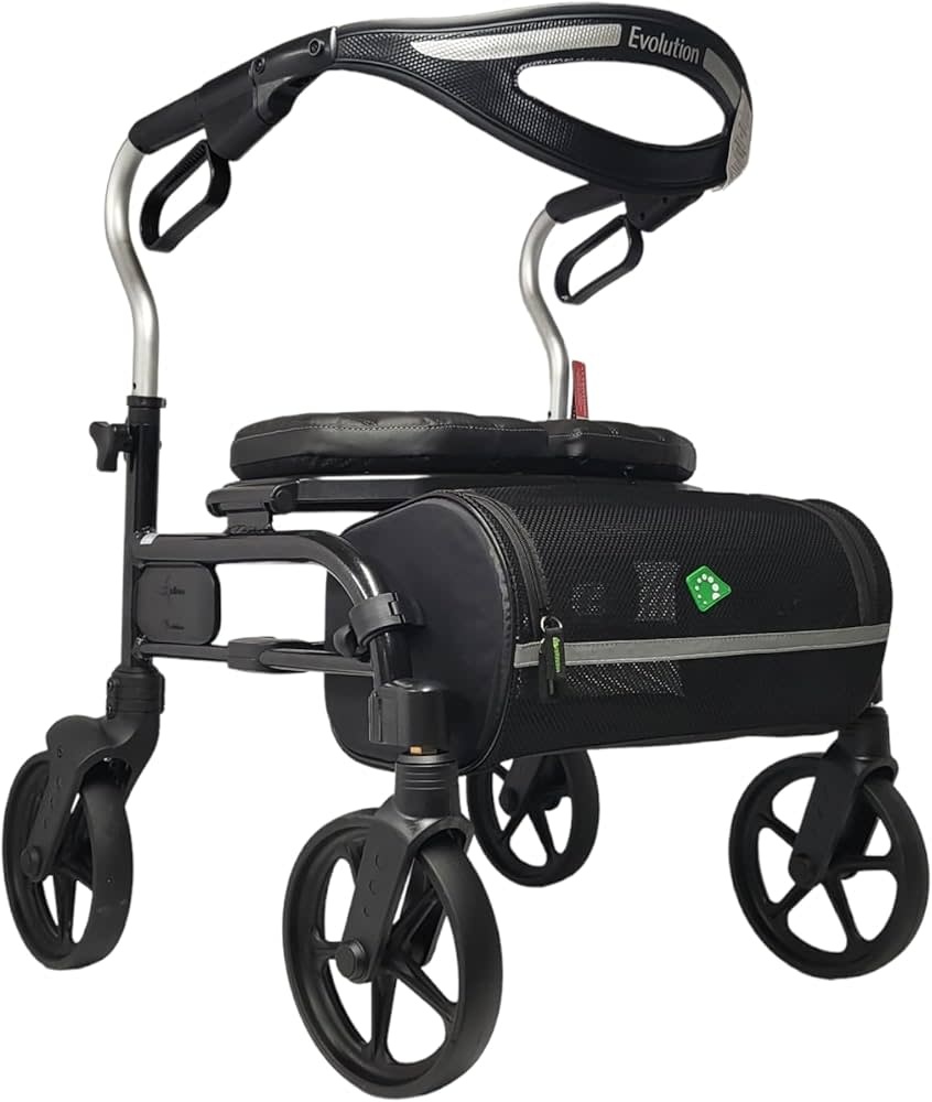 EVO - Evolution Trillium Wheels Walker Regular Black with Tall Handles (Ext: 34.5" - 37.5")