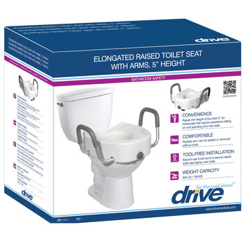 Drive Medical Drive Premium Plastic Raised Elongated Toilet Seat with Lock