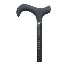 Ossenberg Walking stick-Derby soft grip in carbon look-chrome ring - tube struct black