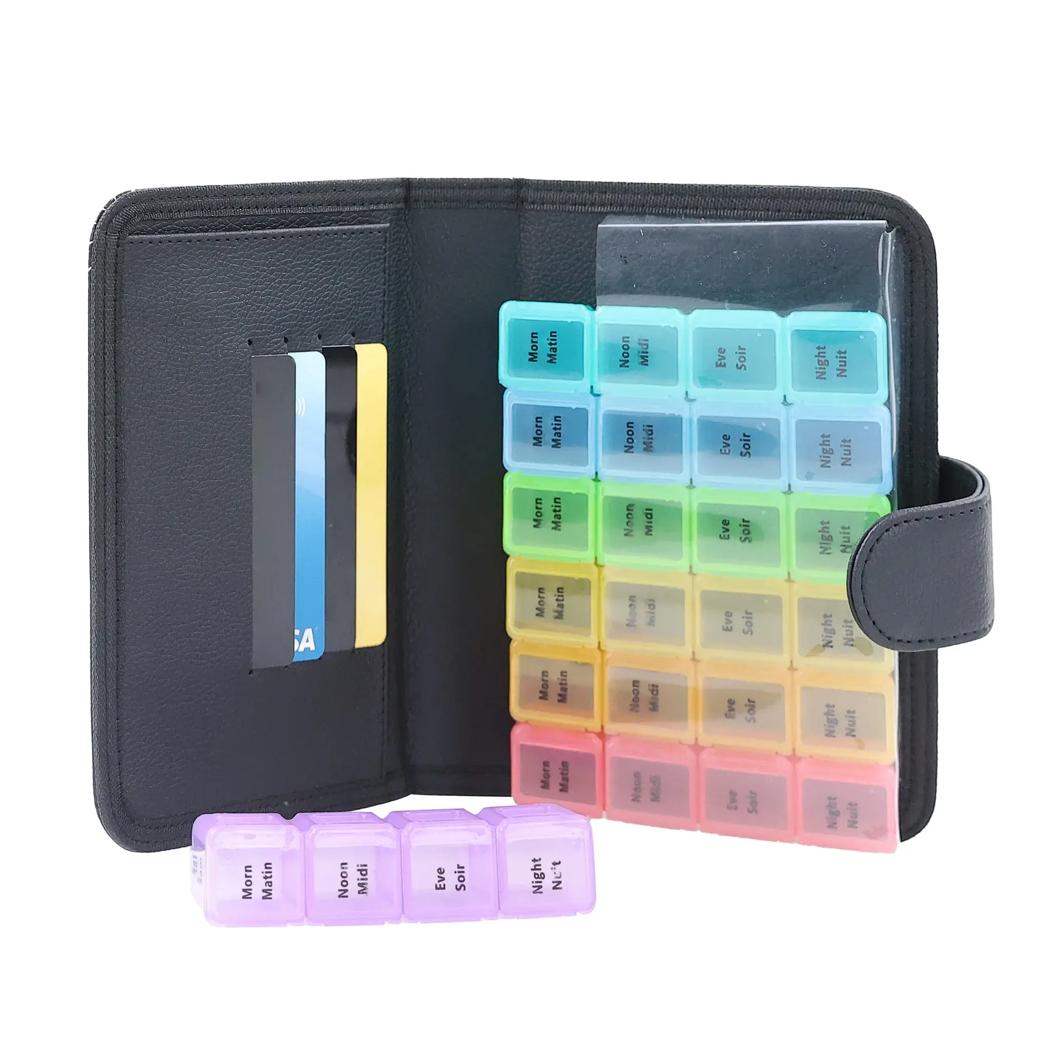 BOS-BIOS Leatherette Pill Planner Wallet Pocket Book Appearance