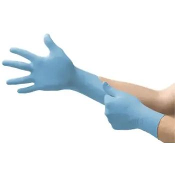 ANS-Ansell Micro-Touch Nitrile Gloves, Sterile, Blue, Medium, 4.3 mil, Extended Cuff 11.6" single