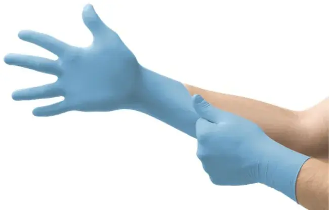 ANS-Ansell Micro-Touch Nitrile Gloves, Sterile, Blue, Medium, 4.3 mil, Extended Cuff 11.6" single