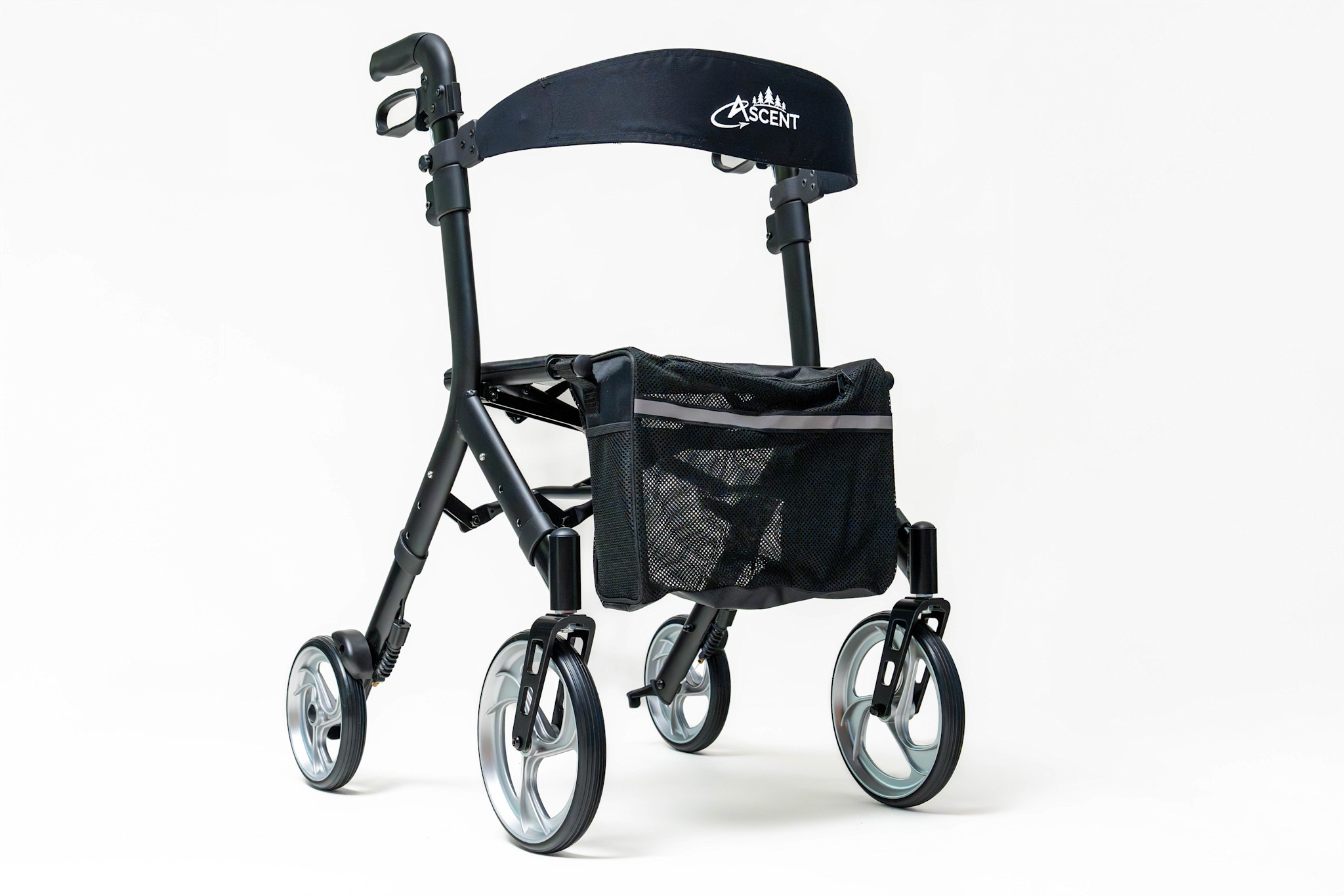 COM -Compass Health Ascent Rollator Black Adjustable Height 300LB Cap