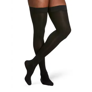 SGV-SIGVARIS Sigvaris Essential Cotton Men's Thigh High Medium Long Black  20-30mmHg