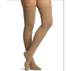 SGV-SIGVARIS 503N Natural Rubber 30-40mmHg U Medium Full Long M4 Beige for Men & Women Thigh with Grip-Top  Open Toe