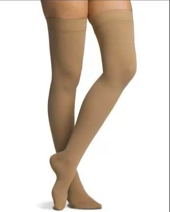 SGV-SIGVARIS 503N Natural Rubber 30-40mmHg U Medium Full Long M4 Beige for Men & Women Thigh with Grip-Top  Open Toe