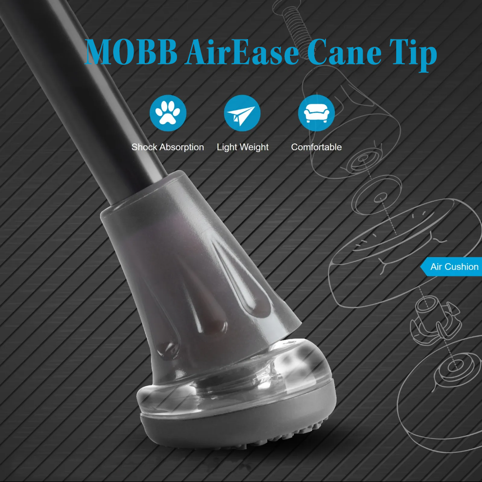 MOBB - MOBB MOBB AirEase Cane Tip  for Walking Cane, Crutches, & Forearm Crutches
