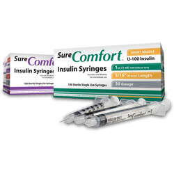 SC-Sure Comfort Sure Comfort Insulin Syringes 100/bx  30G 5/16" (8mm) 10/bg