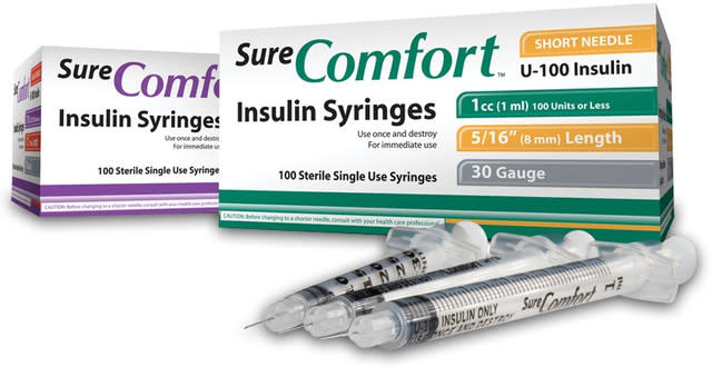SC-Sure Comfort Sure Comfort Insulin Syringes 100/bx  30G 5/16" (8mm) 10/bg