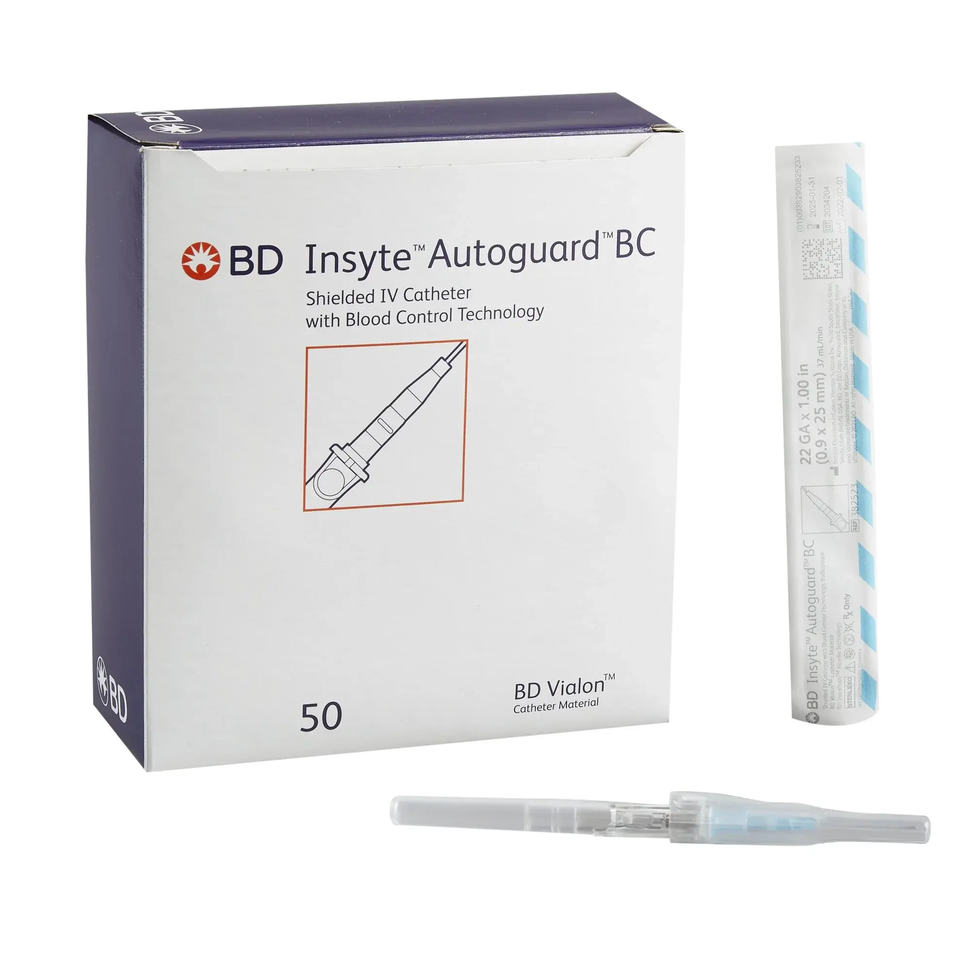 BD-BD Medical BD Insyte Auto-Guard BC Pro Safety IV Catheter 22G x 1" Sterile 50/Bx