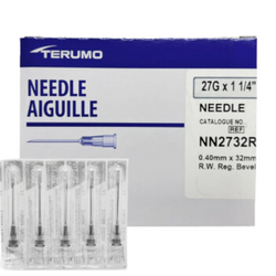 Terumo Terumo Hypodermic Sterile Needles Regular Bevel 100/bx 27g x 1.25" single