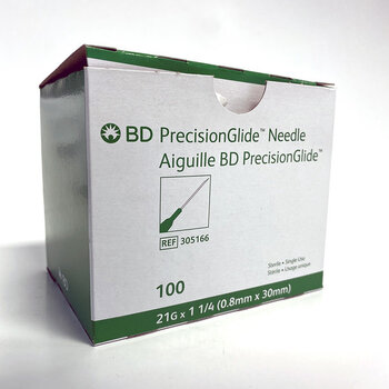 BD-BD Medical BD PrecisionGlide Hypodermic Needle 100/bx 21g x 1 1/4" single