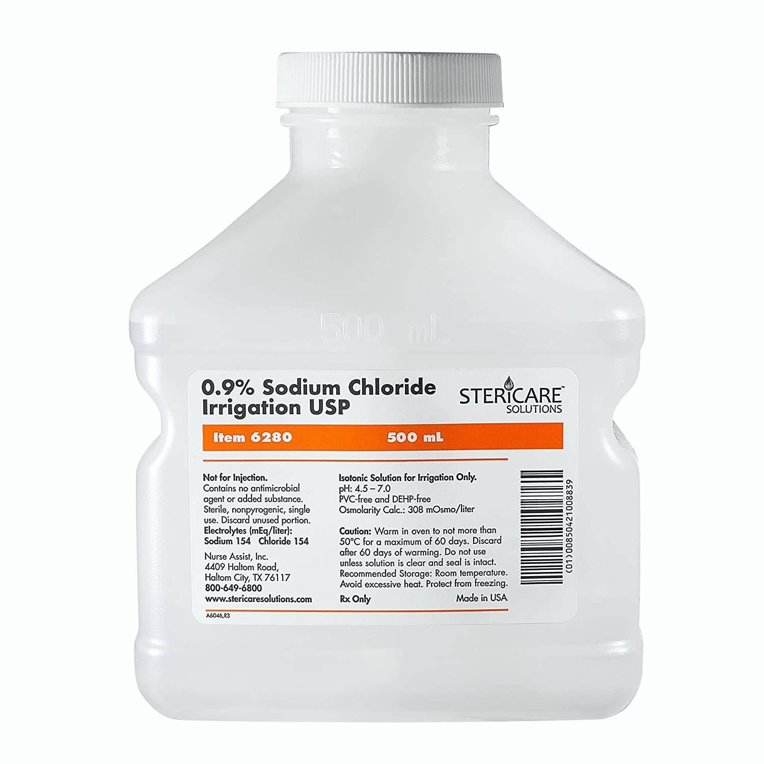 Baxter Normal Saline (Sodium Chloride) 0.9% For Irrigation Bottle 500ml 15/Bx