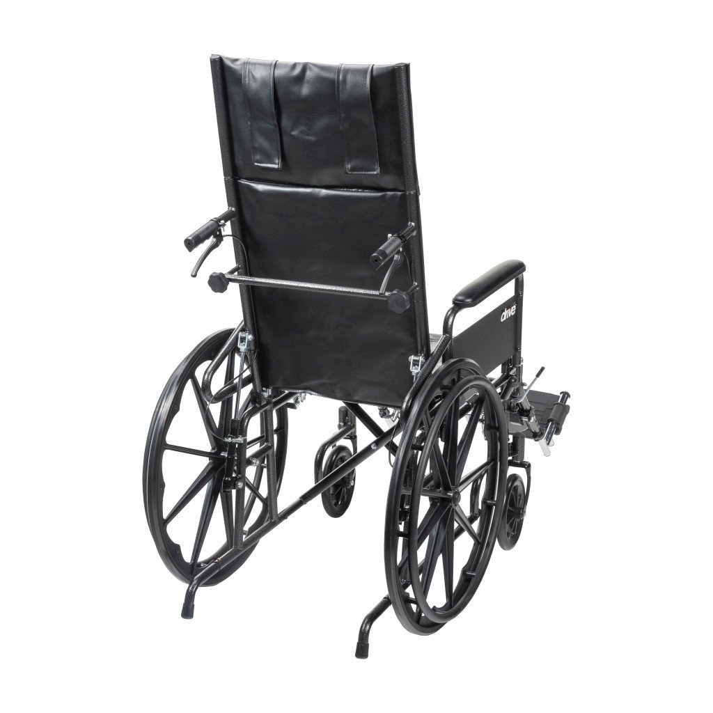 DRV-Drive Medical Drive Silver Sport Full Recline Wheelchair Detachable Full Arm (DFA) Elevated Foot Rest (ELR) Vinyl 300lbs