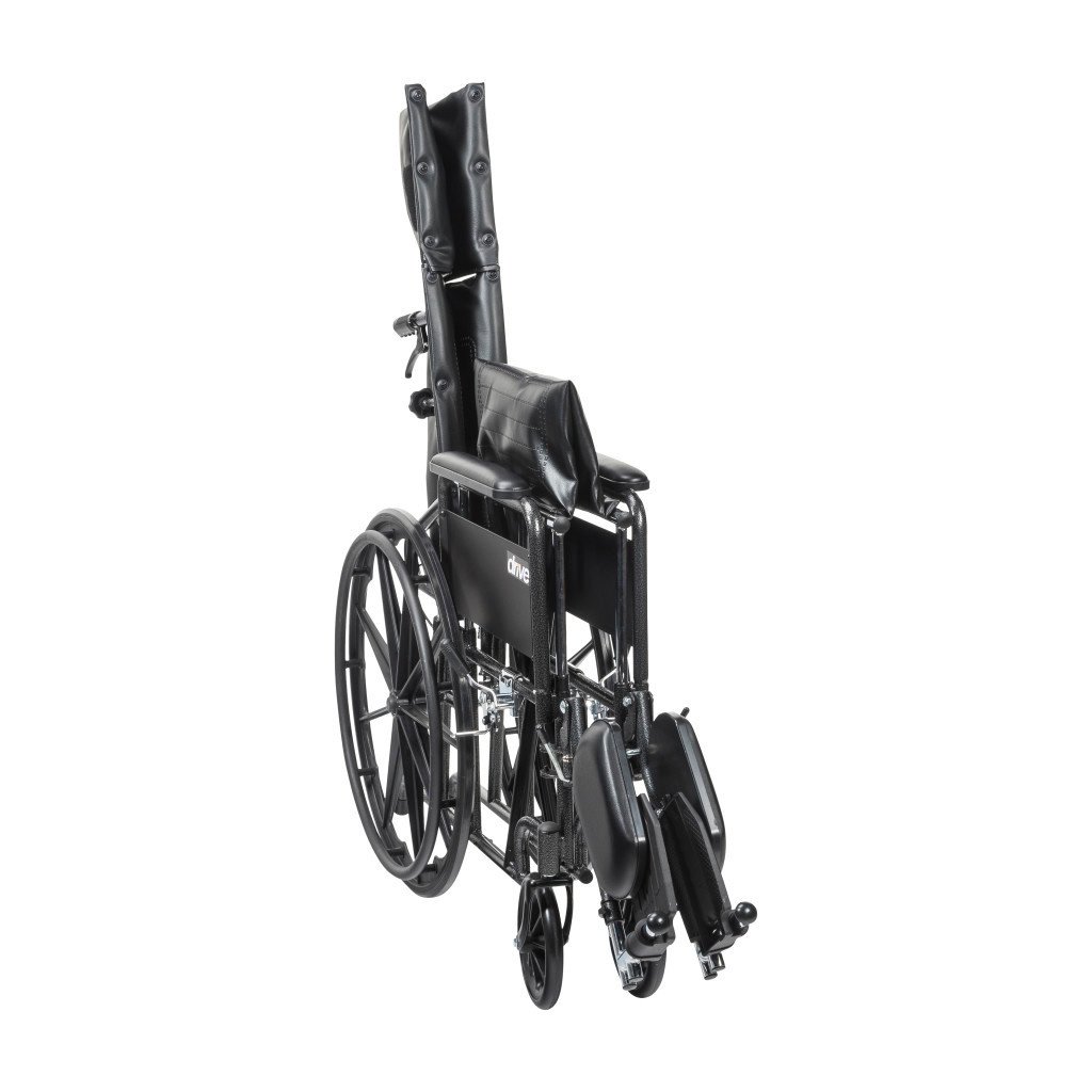 DRV-Drive Medical Drive Silver Sport Full Recline Wheelchair Detachable Full Arm (DFA) Elevated Foot Rest (ELR) Vinyl 300lbs