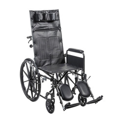 Drive Medical Drive Silver Sport Full Recline Wheelchair Detachable Full Arm (DFA) Elevated Foot Rest (ELR) Vinyl 300lbs
