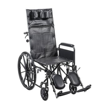Drive Medical Drive Silver Sport Full Recline Wheelchair Detachable Full Arm (DFA) Elevated Foot Rest (ELR) Vinyl 300lbs
