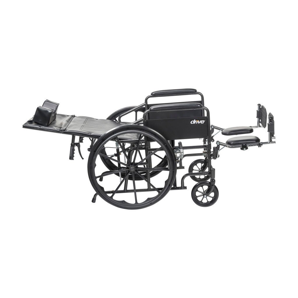 DRV-Drive Medical Drive Silver Sport Full Recline Wheelchair Detachable Full Arm (DFA) Elevated Foot Rest (ELR) Vinyl 300lbs