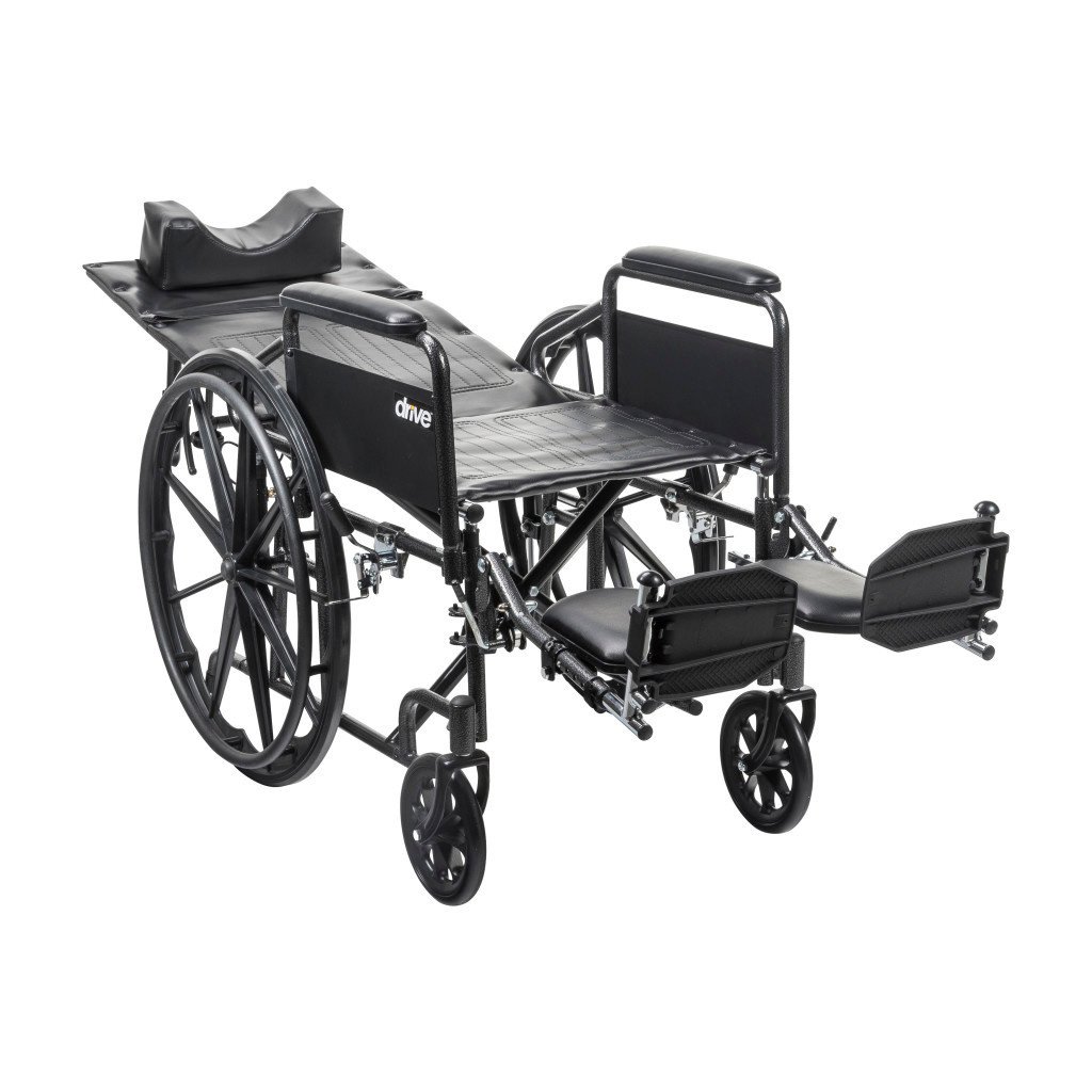DRV-Drive Medical Drive Silver Sport Full Recline Wheelchair Detachable Full Arm (DFA) Elevated Foot Rest (ELR) Vinyl 300lbs