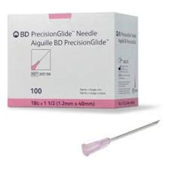 BD Medical BD PrecisionGlide Needle 100/bx 18g x 1" single