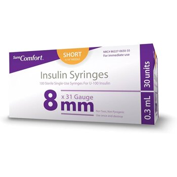 SC-Sure Comfort Sure Comfort Insulin Syringes  31G 5/16" (8mm) 3/10cc  10/pk