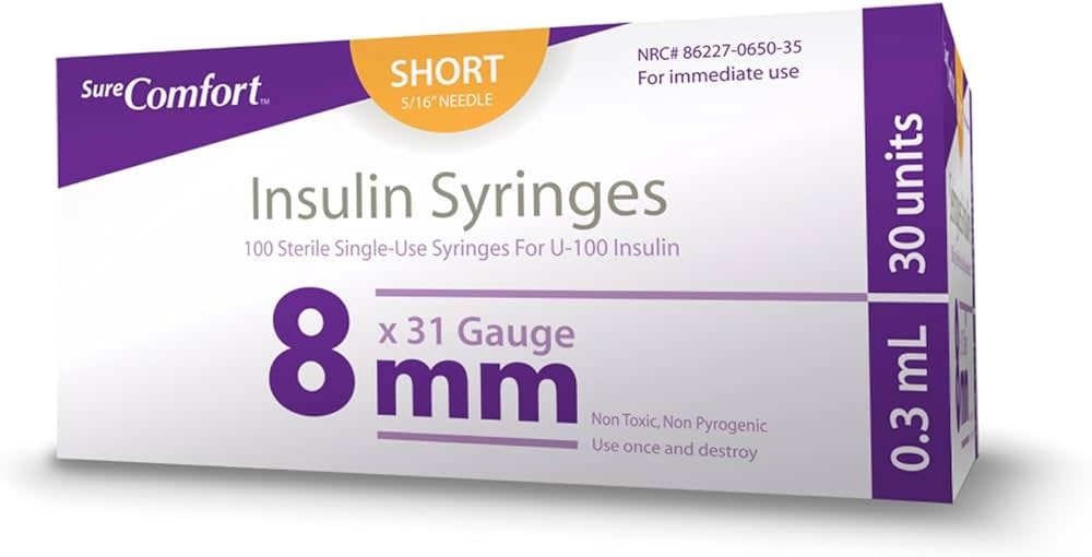 SC-Sure Comfort Sure Comfort Insulin Syringes  31G 5/16" (8mm) 3/10cc  10/pk