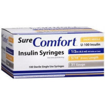 SC-Sure Comfort Sure Comfort Insulin Syringes 30G 5/16" (8mm) 1/2cc 10/Bg