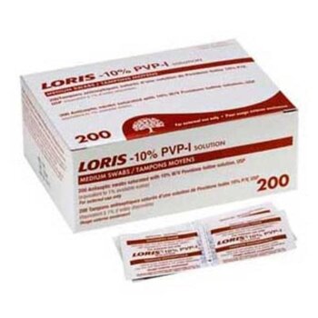 LRS-Loris LORIS Povidone Iodine Personal Prep Pad Swabs Medium 10% Povidone Iodine bx/200