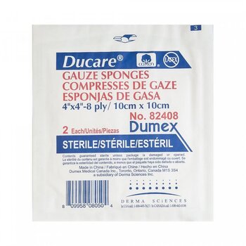 Ducare Woven Gauze sponge (2/pk)  4in x 4in, 8ply 25/bx Sterile