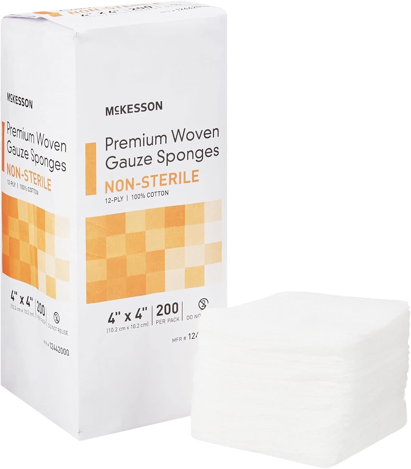ML-MedLine Gauze Sponge 12 Ply Non-Sterile 5cm x 5cm Bx/200